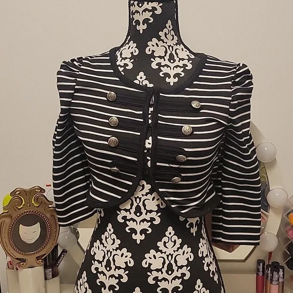 Iz Byer Black & White Military Jacket - Picture 1 of 6